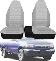 runfider 60/40 Cloth High Back Bench Seat Cover Fit for Ford Ranger XLT Front 1998 1999 2000 2001 2002 2003 Without Console Cover-Gray