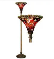 Tiffany Style Floor Lamp Stars Red Torchiere Living Bed Room Timeless Elegance