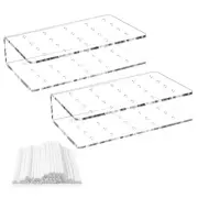 2 Pieces Cake Stand, with 100 Cake Stems,20 Holes,Lollipop Holder6672