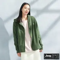 在飛比找蝦皮商城優惠-JEEP女裝 不對稱門襟長袖連帽外套-綠色