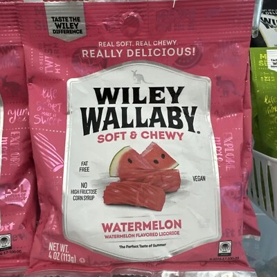 Soft Chewy Watermelon Licorice ~Wiley Wallaby 2 PACK 8oz Gourmet Candy ~~No HFCS