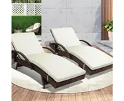 Amore Aquos Outdoor Cushioned Wicker Pool Loungers | Modern Adjustable Rattan Quality Day Bed Sun Loungers | 3 Colours - Brown Frame with Beige Cushion,...