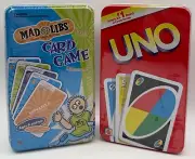 Mad Libs Card Game in Tin And Uno Card Game in Tin Factory Sealed NEW!
