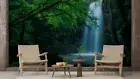 3D Waterfall Forest Self-adhesive Removeable Wallpaper Wall Mural 1791
