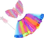 AKOOSY 1 Set Fairy Costume Set with Wings Skirt and Stick Dress Up Accessories for Parties Soft Skin Friendly for Comfort