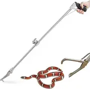YomyRay 47''/120cm Snake Tong Professional Collapsible Snake Catcher Tool with Zigzag Wide Jaw and Metal Automatic Lock, Stainless Steel Reptile Grabber Rattle Catcher (Includes Snake Bag)