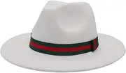 [Miekeits] 1 Pack Brim Felt Fedora Hat Wide Brim Wool Fedora Hat Panama Hat Casual Jazz Hats for Men Women