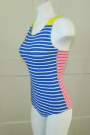 NWT Boden Girls UVA & UVB 50+ Multi Color Stripe 1 pc Swimsuit sz 13-14Year