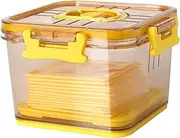 Sliced Cheese Container with Airtight Lid for Mini Fridge BPA-Free Kitchen Plastic Storage Deli Cheese Slices Stackable Store Date Record Function Keeps Cheese Fresh Longer (Yellow)