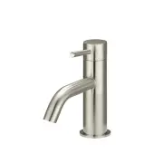 Piccola Round Basin Mixer Curved Spout - Single Lever - PVD Brushed Nickel