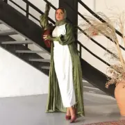 Dubai Open Cardigan Kaftan Kimono Muslim Women Maxi Dress Moroccan Abaya Caftan