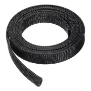 10 Ft - 1 in Expandable Braided Cable Sleeve, PET Cable Management, Black