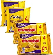 Cadbury Variety Selection | 8 Bars of Cadbury Flake & 8 Bars of Cadbury Crunchie | 16 Bars Total