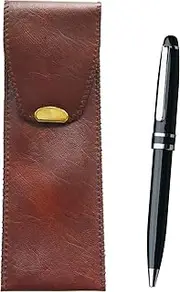 Red Stitched Faux Leather Pen Case Brown Midnight Rotating Ballpoint Pen Set Black 3 Pack T23-CBR-SA2002BP-B-3