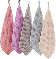 Hand Towel with Loop, 5PCS Small Hand Towels for Kitchen, Hanging Hand Towels for Bathroom, Dry Hand Towels 10x10