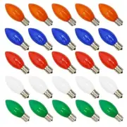 25 Pack Multicolor C9 Led Christmas Light Bulbs, C9 C9-E17 Base Multi-colored
