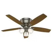 52" Large Room Antique Pewter Indoor LED Pull Chain Ceiling Fan Warm White Light