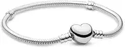 [Generic] Women's Sterling Silver Heart Clasp Snake Chain Bracelet for Charms