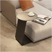 Round C Shaped Coffee Table End Snack Side Table with Marble Top Modern Couch Table Bedside Table (Color : Gray)