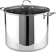 Bergner - Essentials - Stainless Steel Stock Pot with Vented Tempered Glass Lid - 12 Quart Pot for Big Batch Cooking - Induction Safe Cookware - Suitable for All Stove Types