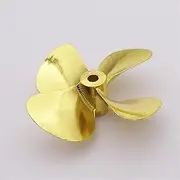 GIGIROM 1x RC Boat Model Metal Propeller 4-Blades 4mm Shaft Right Left Hand 55mm 60mm RC Boat Fishing Bait Tug Marine Cruise ROV Outboard Motor(D55mm Left Hand)
