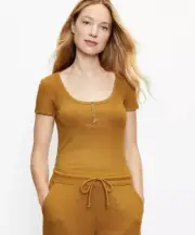 NWT Lou & Grey Henley Top and Ribbed Shorts SET - Aztec Gold - Size X Large