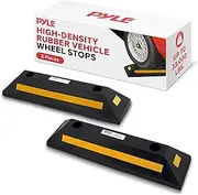 PYLE Garage Floor Stops for Vehicles - 2PC Heavy Duty Rubber Vehicle Parking Lot Target Stoppers, Truck Curb Tire Wheel Guide Blocks, Car Park Aid Assist Bumpers/Stopper for Driveway Stop -PCRSTP22