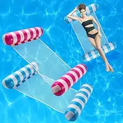 2 Pack Inflatable Pool Floats Adult Size Water Hammock,Pool Floaties Toys,4-in-1 Multi-Purpose Floats for Swimming Pool,Pool Rafts Lounge Chairs Floating,for Adults Vacation Fun and Rest