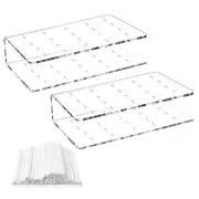 2 Pieces Cake Stand, with 100 Cake Stems,20 Holes,Lollipop Holder6693