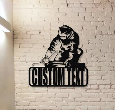 Personalized Welder Metal Sign with LED, Custom Welding Wall Art, Workshop Decor