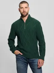 GUESS Green Diamond Cable Knit Jumper Size: 2XL, Spandex
