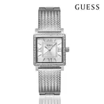 GUESS 手錶 | 經典方形造型水鑽女錶 - 白鋼 W0826L1