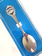 Vintage FORT Enamel Virginia Souvenir Spoon 3-1/2" Silver Tone In Original Box