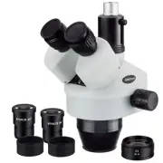 AmScope 7-90X Trinocular Stereo Microscope Head w Barlow Lens Widefield eyepiece