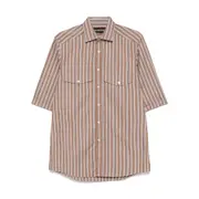 [The Editor] The Editor Striped Shirt L BROWN