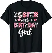 [X.Style] Sister of The Birthday Girl Shirt Cow Theme 1st Bday Family ds1171 T-Shirt (XL) Black