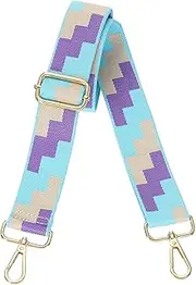 [uxcell] Purse Straps Replacement Crossbody, 1.5 Inch Wide Shoulder Bag Strap Adjustable Canvas Straps for Handbag Wallet Clutch Bags with Light Gold Buckle, Light Purple Blocks