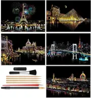 Scratch Art Paper Painting Sketch Night View Scratchboard Creative Gift 16X11.2"