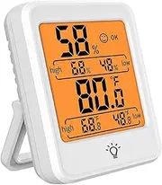 Mumiuu Indoor Thermometer Digital Hygrometer Room Thermometer Humidity Monitor with Backlight, Suitable for Bedroom