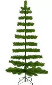 5FT Alpine Green Christmas Tree Tinsel Feather Style Holiday Tree 60in Table-Top