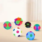 Light-up Squeaky Dog Toy Balls (6 Colors 4 Size) Puppy Chew Toys for Teething Non-Toxic Spikey Medium Large Small Dogs Durable Aggressive Chewers