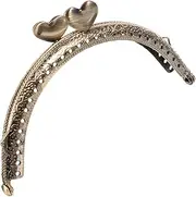 [KONTONTY] Heart Shaped Purse Frame Clasp Lock Vintage Metal Bag Closure Retro Charm for Handbags Clutches Beach Bags Accessory for