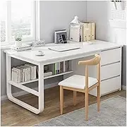 Modern Office Desk Workstation with 3 Drawers and Storage Shelves Multifunctional Computer Desk for Home Office and Study