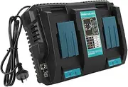 Marhynchus Dual Battery Charger for Makita 14.4V 18V Lithium Ion Battery with 2 USB Ports 4A Fast Charging Built-in Circuit Protection Overheat Short Circuit Prevention (AU Plug)