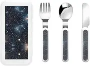 Constellation Star Clusters Galaxies 3 Piece Set For Camping Stainless Steel Flatware, Spoon, Fork, Knife, Ideal For Outdoor