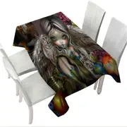 Silent Wisdom Owl Angel Wine and Fruits Tablecloth