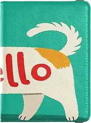 [Amooorous] Hello Cartoon Cute White Dog Leather decorative waterproof passport holder for travel Vaccine Case Protector Cover Passport Case Travel Documents Wallet Waterproof, Hello Cartoon cute white dog, 1