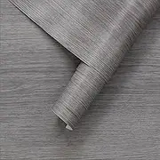 40cmx3m Grey Wood Peel and Stick Wallpaper Self Adhesive Gray with Brown 3d Textured Contact Paper Light Wood Grain Thick Wear-Resistant Waterproof Cabinet Vinyl Wrap Matte Wall Mural Countertop Decor