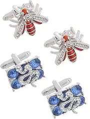 [CONGARTENO] 2Pairs Bee Snake Metal Tuxedo Accessories for Men Unique Business Suit Decoration Stylish Jewelry for Formal and Daily Wear