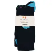 PAUL SMITH Men Navy Blue 3 Pack MONKEY Organic Cotton Crew Socks ONE SIZE NWT
